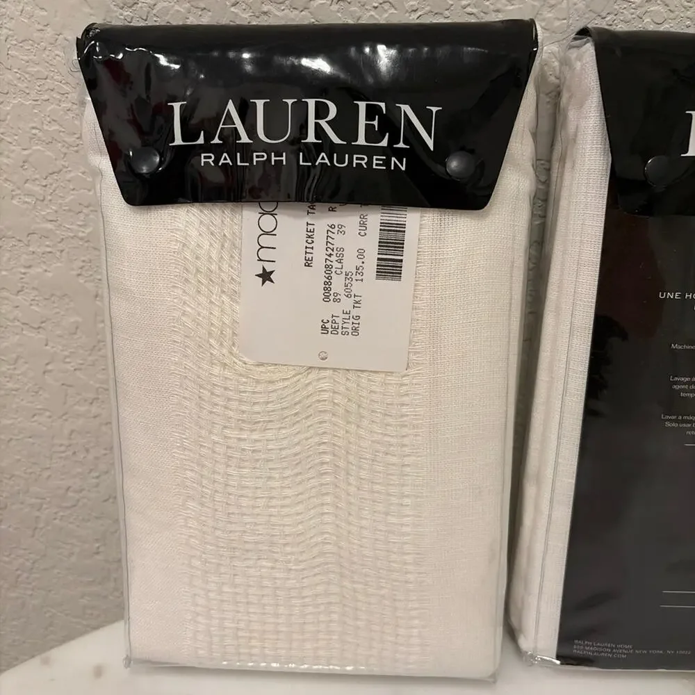 Ralph Lauren White Texture Stripe Euro Shams Pair